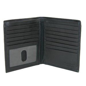 PAUL & TAYLOR Men's Black Pebbled Leather Hipster Bifold Wallet